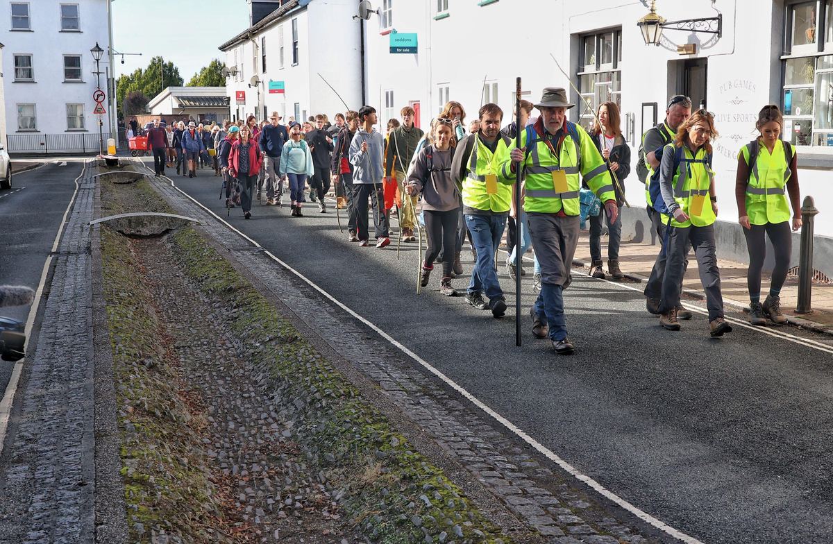 Residents walking the route of the Town Leat along Castle Street during the perambulation