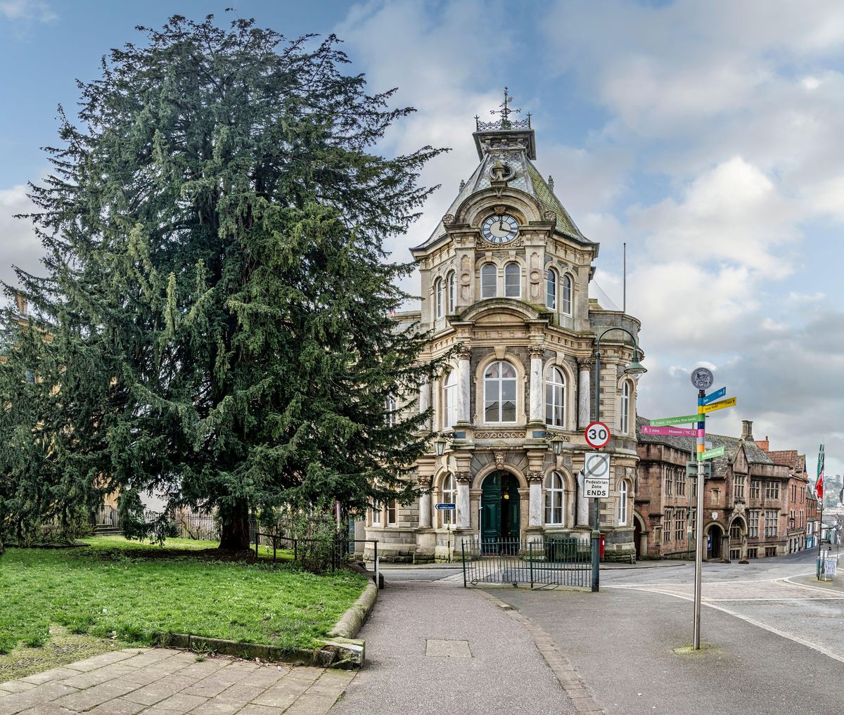 Tiverton Town Hall, a Victorian civic building with a clock tower